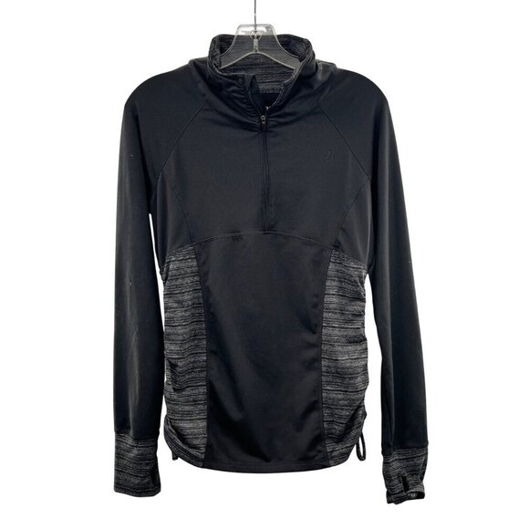 Penn Women's 1/4 Zip Pullover Active Top Ruched Sides Gray Size Medium - Picture 1 of 9